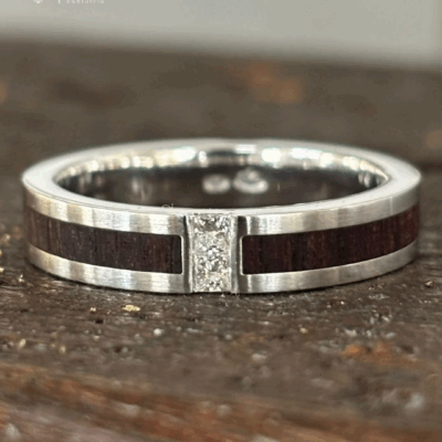 💍Statement ring van hout, witgoud en diamant